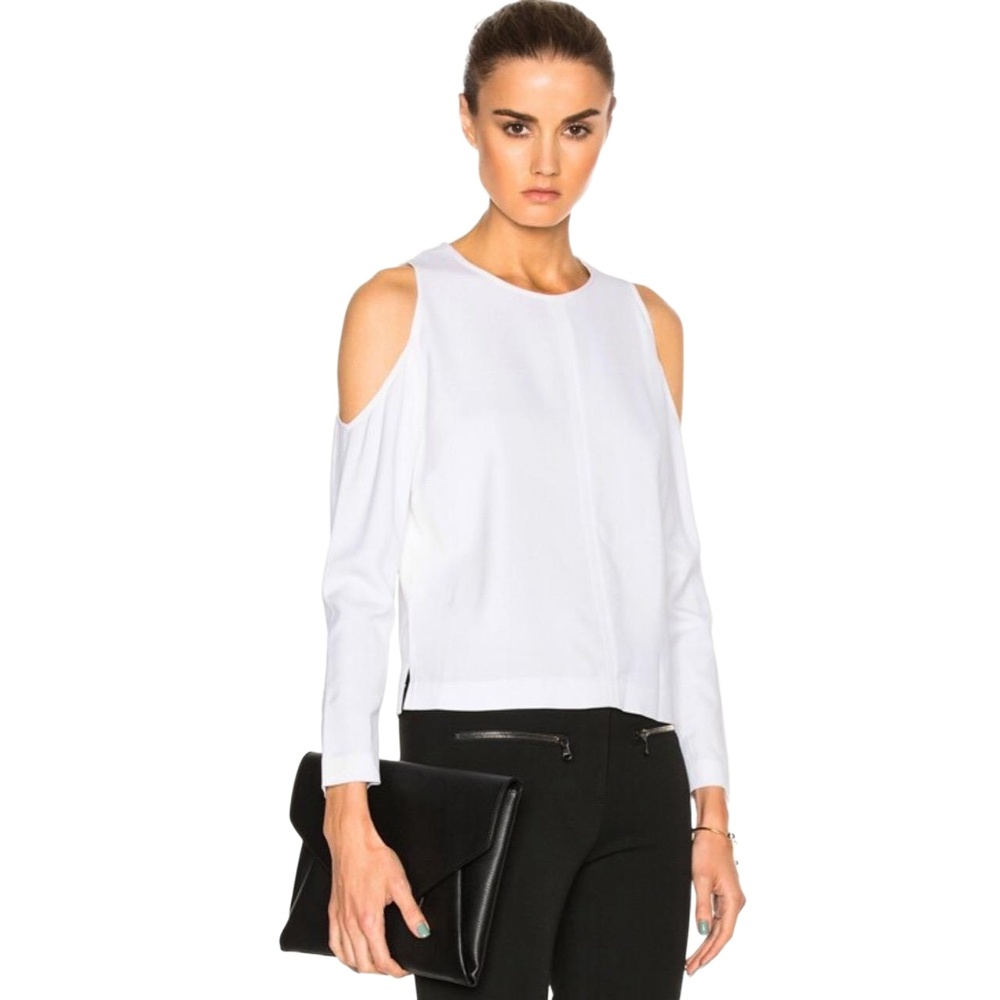 Veronica Beard Knight Cold Shoulder Blouse White Going Out Top Polished Sz 0